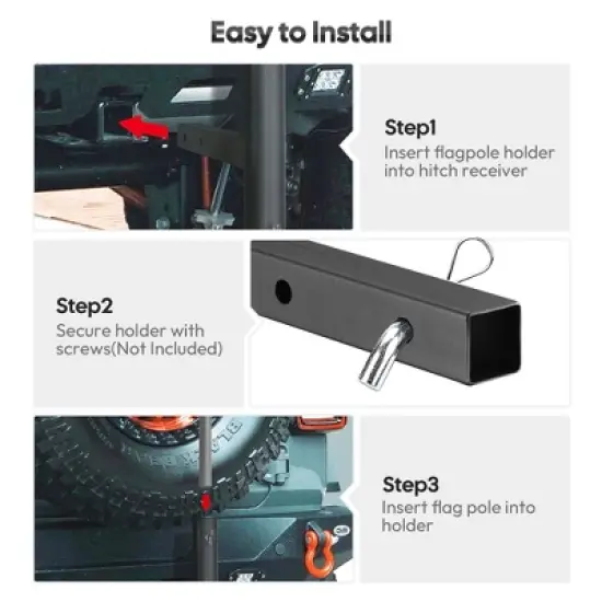 Yescom 1 9/16" Hitch Mount Flag Pole Holder Bracket for Truck Car Trailer SUV RV Jeep Camper image {8}