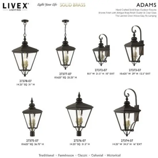 Livex Lighting Adams 3 - Light Post Light in  Bronze/Antique Brass image {2}