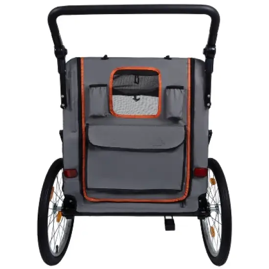 2-in-1 Bike Trailer & Push Cart for Pets - Detachable Bike Hitch & Push Handle Included&pound;&not;Dual Cup Pockets and Storage Bag, Holds Pets Up to 100 lbs image {12}