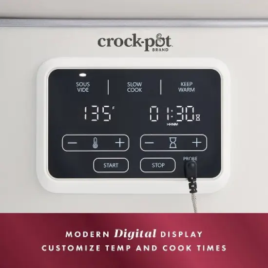 Crock-Pot 6qt Programmable Slow Cooker with Sous Vide - Oat Milk Ivory: Digital Timer, Automatic Shut-Off, 280W image {4}
