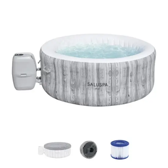 Bestway Miami SaluSpa Inflatable Round Outdoor Hot Tub with 140 Soothing AirJets, Filter Cartridges, Pump, and Insulated Cover image {8}