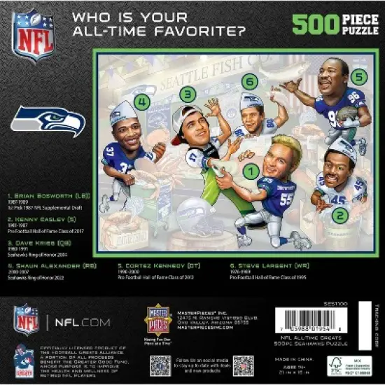 NFL Seattle Seahawks All Time Greats 500pc Puzzle Game image {1}