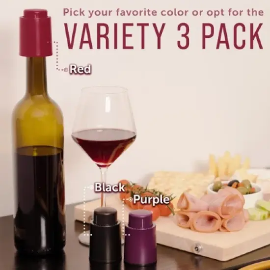 Maplefield Vacuum Wine Stoppers - Leak-Proof Vacuum Pump Wine Preserver - Resealable Wine Vacuum Stopper - Plastic - 4 Pack, Purple image {7}