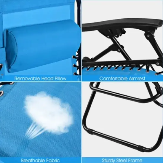 Tangkula 2PC Zero Gravity Chair Adjustable Recliners Textiliene image {7}