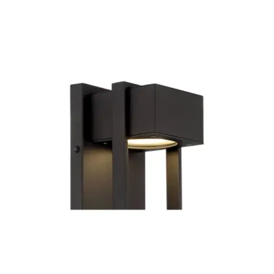 Possini Euro Design Modern Outdoor Wall Light LED Fixture Textured Black 16" Round Crystal Diffuser for Post Exterior House Porch image {7}