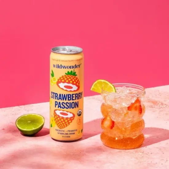 wildwonder Strawberry Passion Organic Prebiotic + Probiotic Sparkling Drink - 12 fl oz image {3}