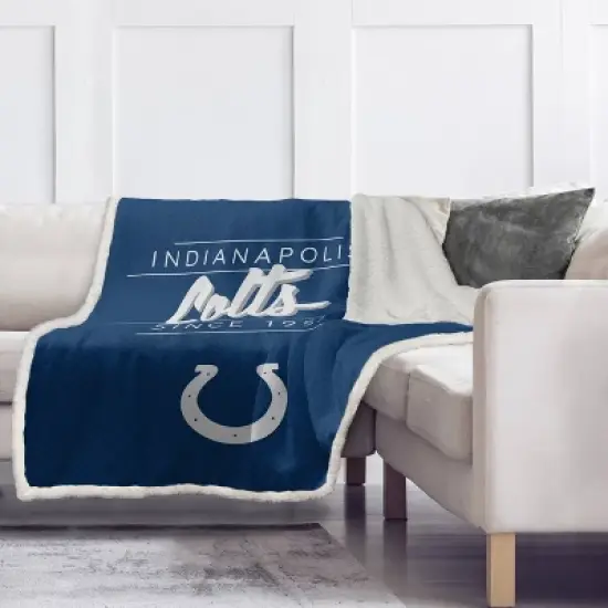 NFL Indianapolis Colts Legacy Script Sherpa Flannel Fleece Blanket image {1}