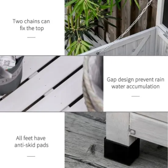 Gulches Outsunny 75 Gallon Wooden Deck Box, Outdoor Storage Container with Aerating Gap & Weather-Fighting Finish, Grey image {2}