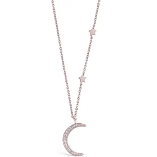 SHINE by Sterling Forever CZ Crescent with Stars Necklace image {3}