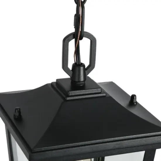 LNC 12.5" Square Cage Modern Outdoor Pendant Lamp Matte Black image {6}