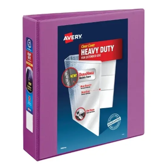 Avery 2" One Touch EZD Rings 540 Sheet Capacity Heavy Duty View Binder - Purple: Polypropylene, 4 Pockets, Clear Cover image {4}
