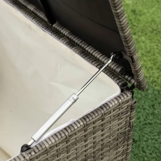 4pc Wicker Patio Seating Set with Cushions - Gray/Beige - GODEER image {14}