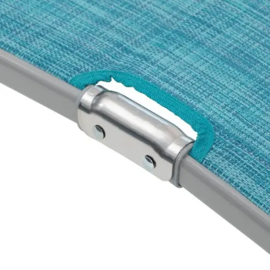 3pc Outdoor Aluminum Folding Adjustable Chaise Lounge Chair and Table Set Blue - Crestlive Products image {5}