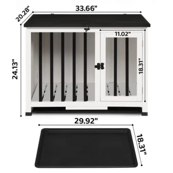 Karl Home Portable Foldable Solid Wood Indoor Cage with Pull Out Tray image {3}