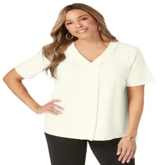 Jessica London Women&rsquo;s Plus Size Knit Crepe Pleat Top image {4}