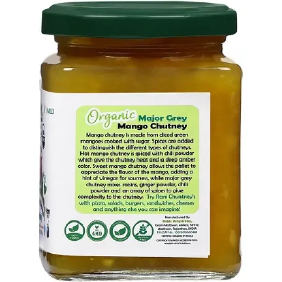 Organic Major Grey Mango Chutney - 10.5oz (300g) - Rani Brand Authentic Indian Products image {4}