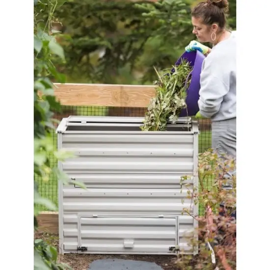 Gardener's Supply Company Demeter Metal Compost Bin | Weatherproof Powder-Coated Galvanized Steel Large Outdoor Composter | 36"W x 20"D x 32"H - Steel image {3}