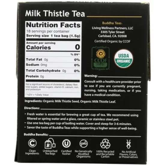 Buddha Teas Organic Milk Thistle Tea - Case of 6/18 Bags image {2}