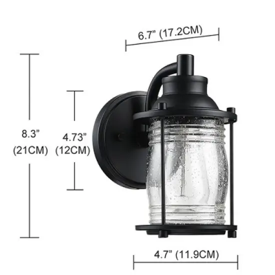 Outdoor Wall Light with Glass Shade Black - Wellfor image {7}