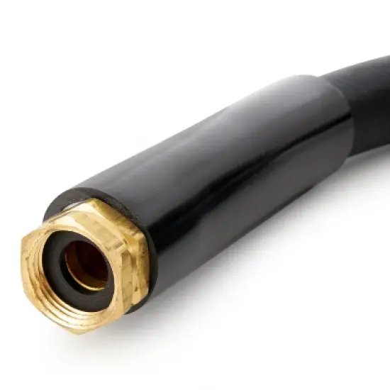 Apache 98108802 25 Foot Industrial Rubber Garden Water Hose with Heavy Duty MGHT x FGHT Brass Fittings and 1 Bend Restrictor, Black (2 Pack) image {4}