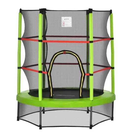 Outsunny &Phi;5FT Kids Trampoline with Enclosure Net Steel Frame Indoor Outdoor Round Bouncer Rebounder Age 3 to 6 Years Old image {8}
