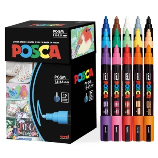uniball POSCA 15pk PC-5M Water Based Paint Markers Medium Tip 1.8-2.5mm image {7}