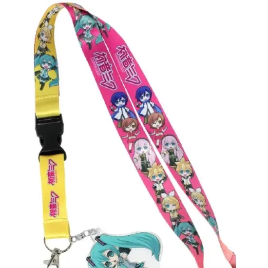 Hatsune Miku Lanyard ID Badge Holder Crypton Voice Breakaway Lanyard w/ Acrylic Charm image {2}