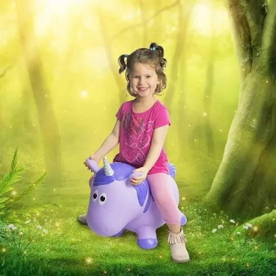 Farm Hoppers Inflatable Bouncing Purple Unicorn image {1}