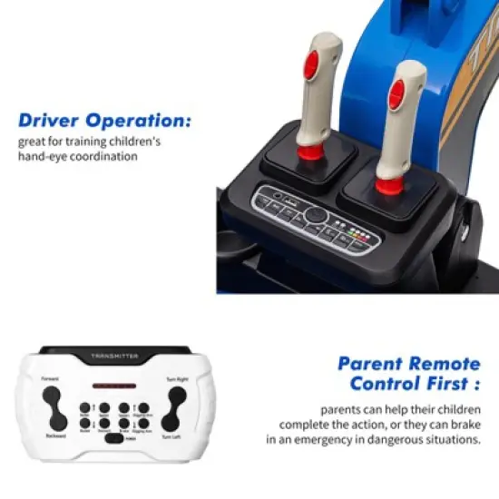 Kids Ride On Electric Excavator Digger Car with Remote Control & Digging Arm, 12V 10Ah Battery, 360&deg; Rotation Riding Toy image {2}