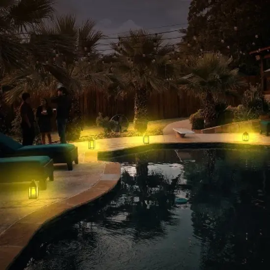 Solar LED Portable Hanging Outdoor Lantern Black - Techko Maid image {4}