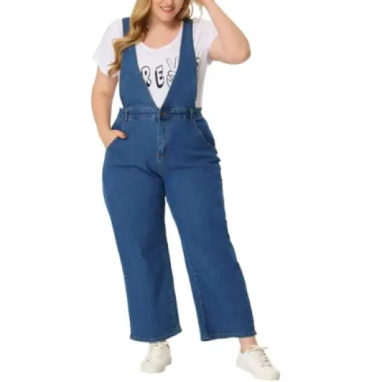 Agnes Orinda Women's Plus Size Denim Overalls Strap Cross Back Jumpsuits image {1}