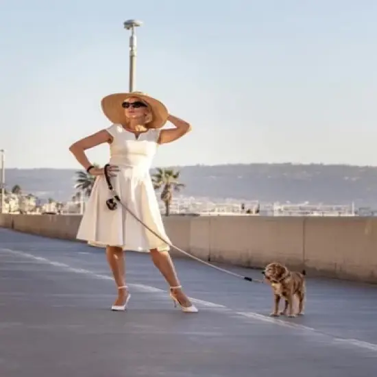 PoisePup - Luxury Pet Dog Leash - Soft Premium Italian Leather and 100% Natural Cotton Rope Leash - Dark Knight image {2}