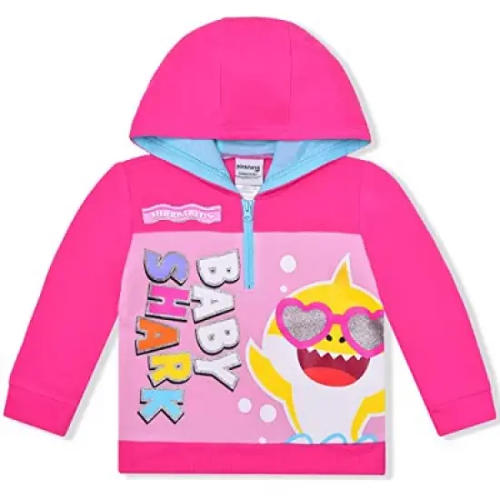Nickelodeon Girl's Baby Shark Sharktastic Half Zip Graphic Pullover Hoodie for kids image {2}