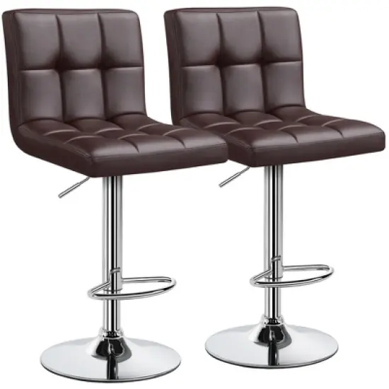 Yaheetech 2pcs Adjustable PU Leather Swivel Stool Armless Chairs with Bigger Base image {11}