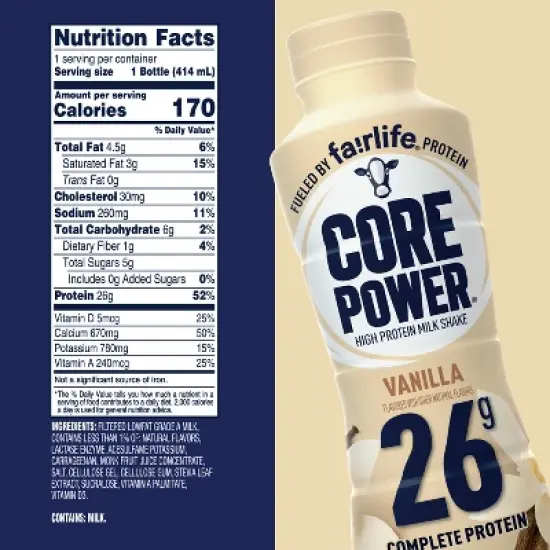Core Power Vanilla 26G Protein Shake - 14 fl oz Bottle image {5}
