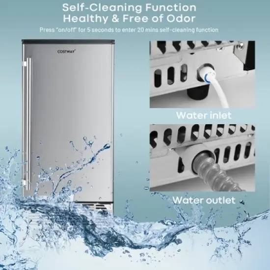 Costway Ice Maker Free-Standing/Under Counter Machine 80lbs/Day w/ Light image {4}