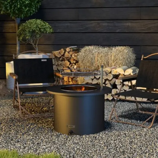 Kumasinova 2-In-1 Smokeless Fire Pit & BBQ Grill with Poker & Ash Tray,Rotatable Cooking Grate Bonfire Stove for Picnic,Stainless Steel,Black image {1}