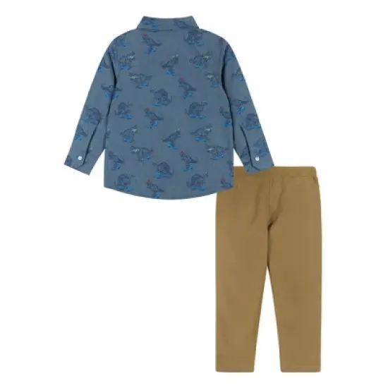 Andy & Evan  Toddler  Boys Skateboarding Dino Chambray Buttondown Set image {2}