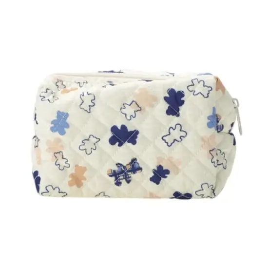 Unique Bargains Quilted Square Flowers Makeup Bag 1 Pc image {6}