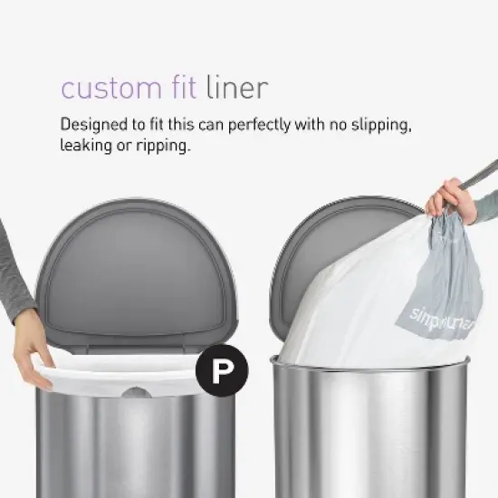 simplehuman Code P 200 Count, Genuine Custom Fit Liners, Drawstring Trash Bags in Dispenser Packs, 30-35 Liter / 8-9 Gallon, White image {2}