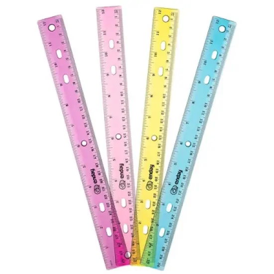 Enday 12" (30cm) Jewel Tones Color Ruler, 4 Pack image {6}