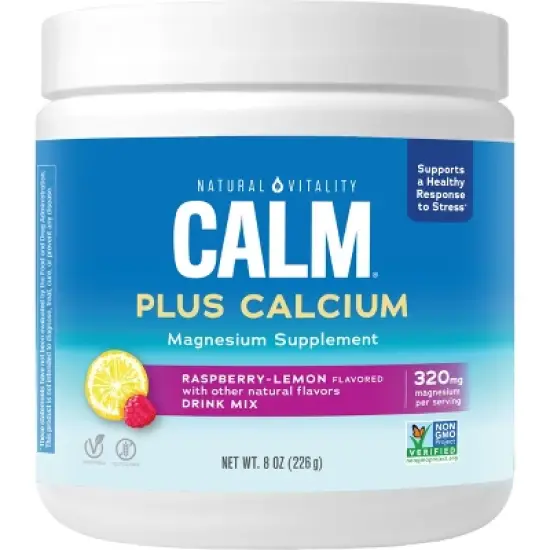 Natural Vitality CALM Magnesium Plus Calcium Supplement Powder - Raspberry Lemon - 8oz image {3}