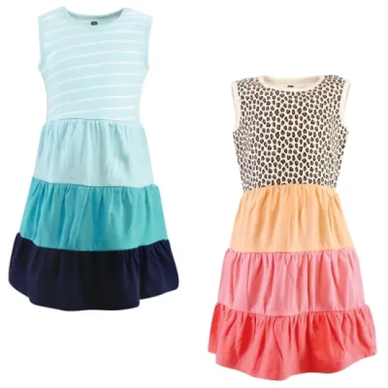 Hudson Baby Infant and Toddler Girl Cotton Dresses, Leopard Coral Mint image {17}