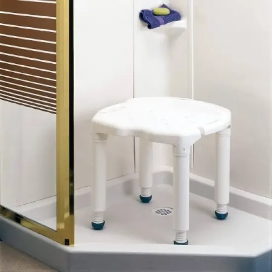 Carex Universal Bath Seat without Back - Height‑Adjustable Plastic Shower/Bath Bench - White image {1}