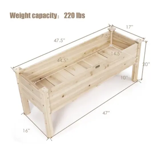 Costway Raised Garden Bed Elevated Planter Box Wood for Vegetable Flower Herb image {4}