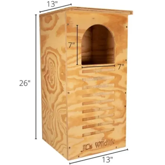 JCs Wildlife Barred Owl Nesting Box - Treated Exterior Grade Plywood - Mounting Hardware and Pine Shavings Included - Dedicated Clean Out Door for image {2}