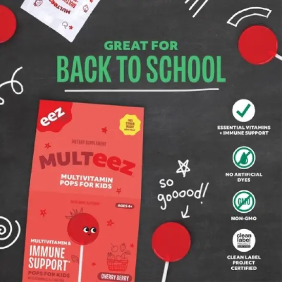 The Eez Co. Multeez Daily Immune Support Pops for Kids - Cherry Berry - 3.2oz/13ct image {2}