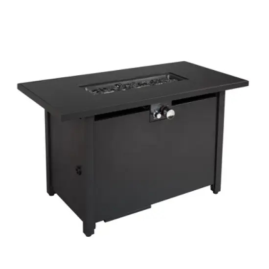 25'' H x 42'' W Steel Outdoor Fire Pit Table with Lid (Black) image {3}