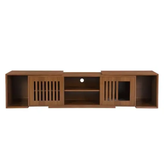 Gulches Walnut Mid-Century Modern Pet Friendly TV Stand with Extendable Table image {7}