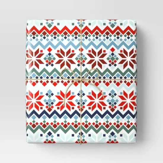 30&rdquo; 90 sq ft Christmas Roll Wrap Scandinavian Sweater Pattern - Wondershop&trade; image {1}